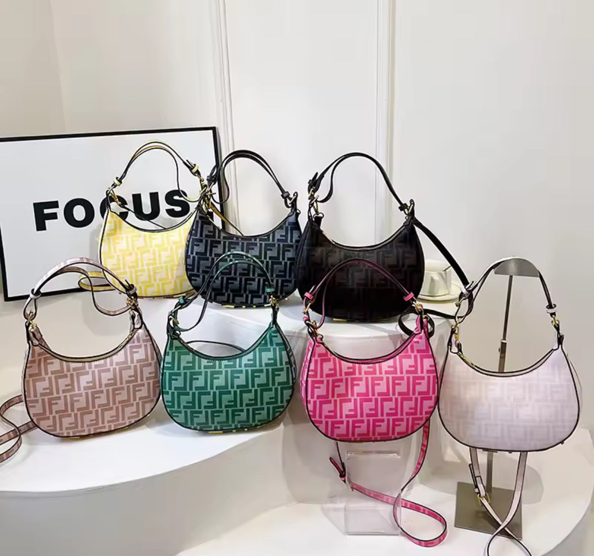Classic shoulder hobo bag with Metal lettering (many options)