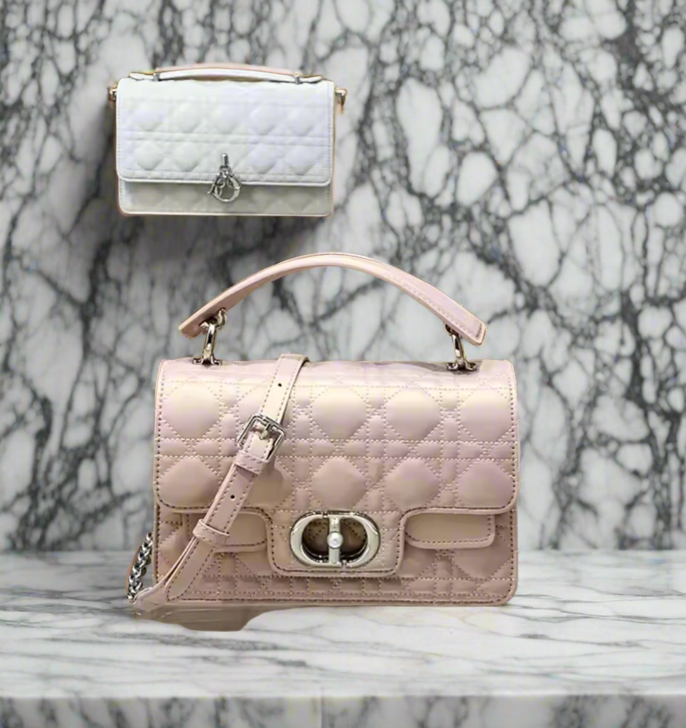 Leather Crossbody “CD Pearl” logo bag, with signature diamond quilted stitching (many options)