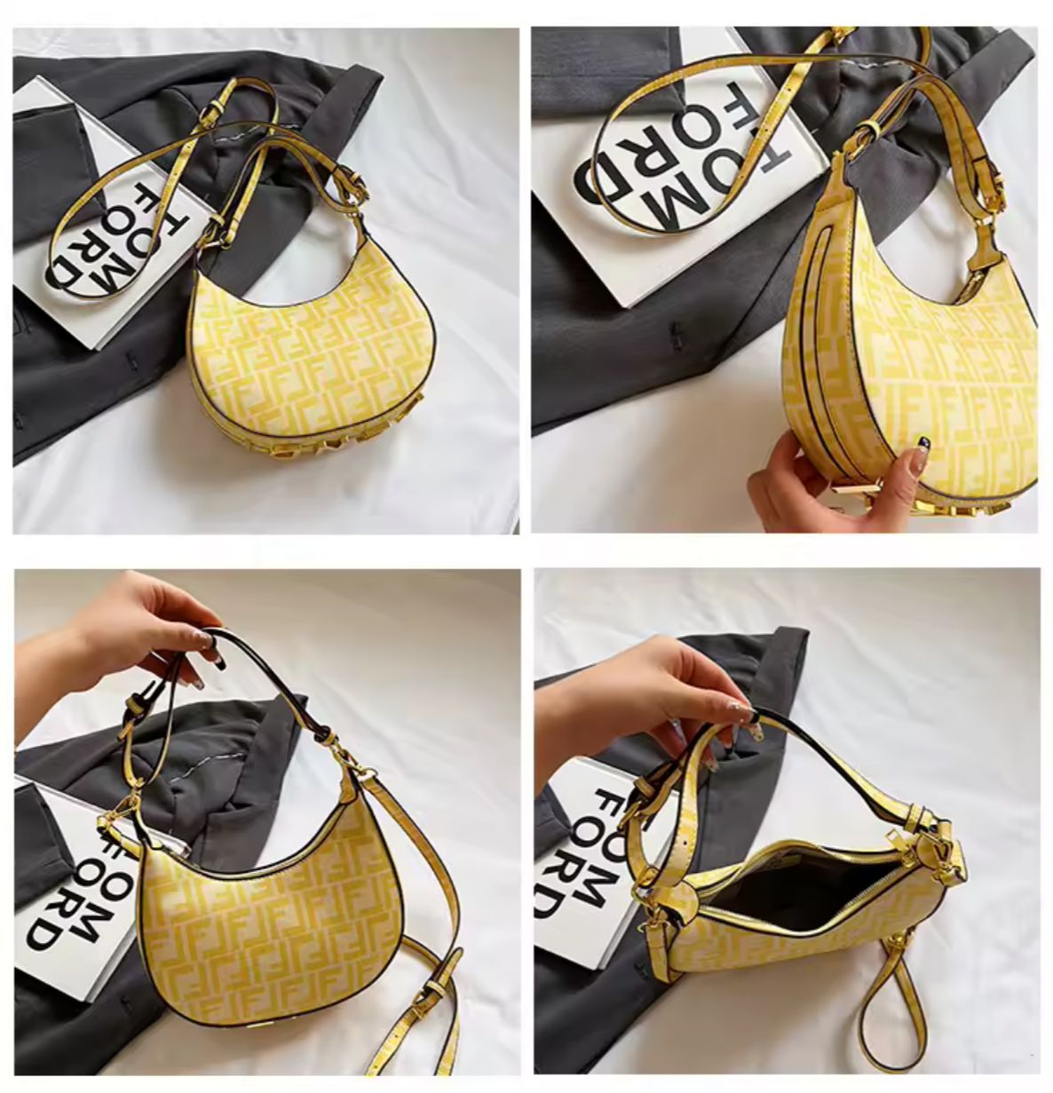 Classic shoulder hobo bag with Metal lettering (many options)