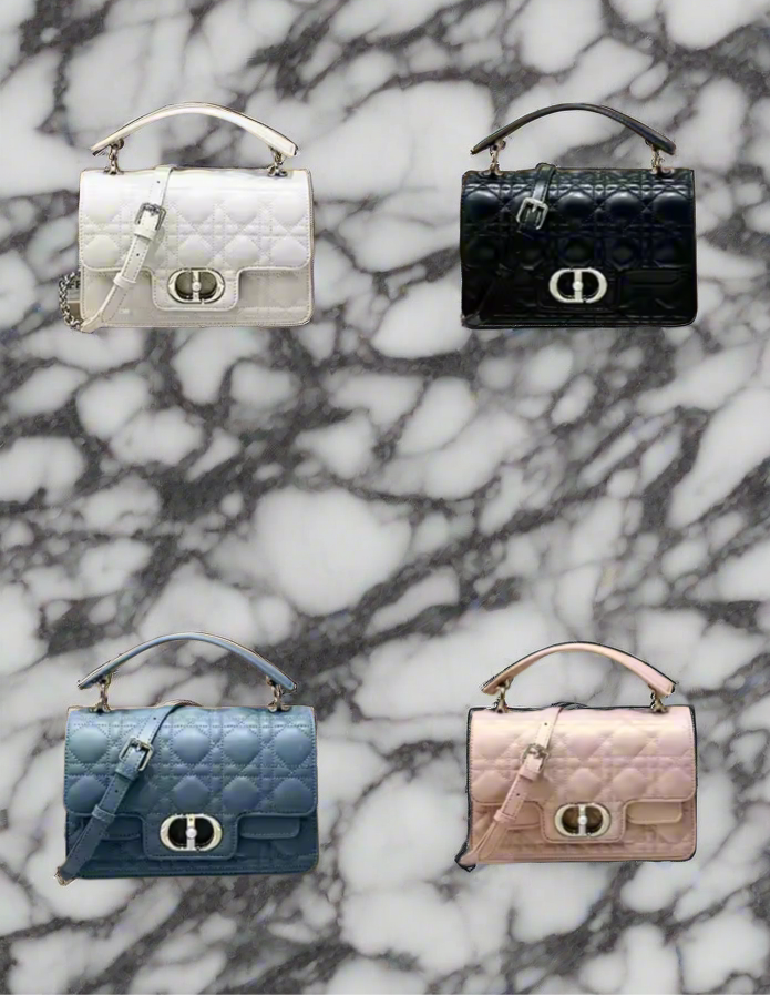 Leather Crossbody “CD Pearl” logo bag, with signature diamond quilted stitching (many options)