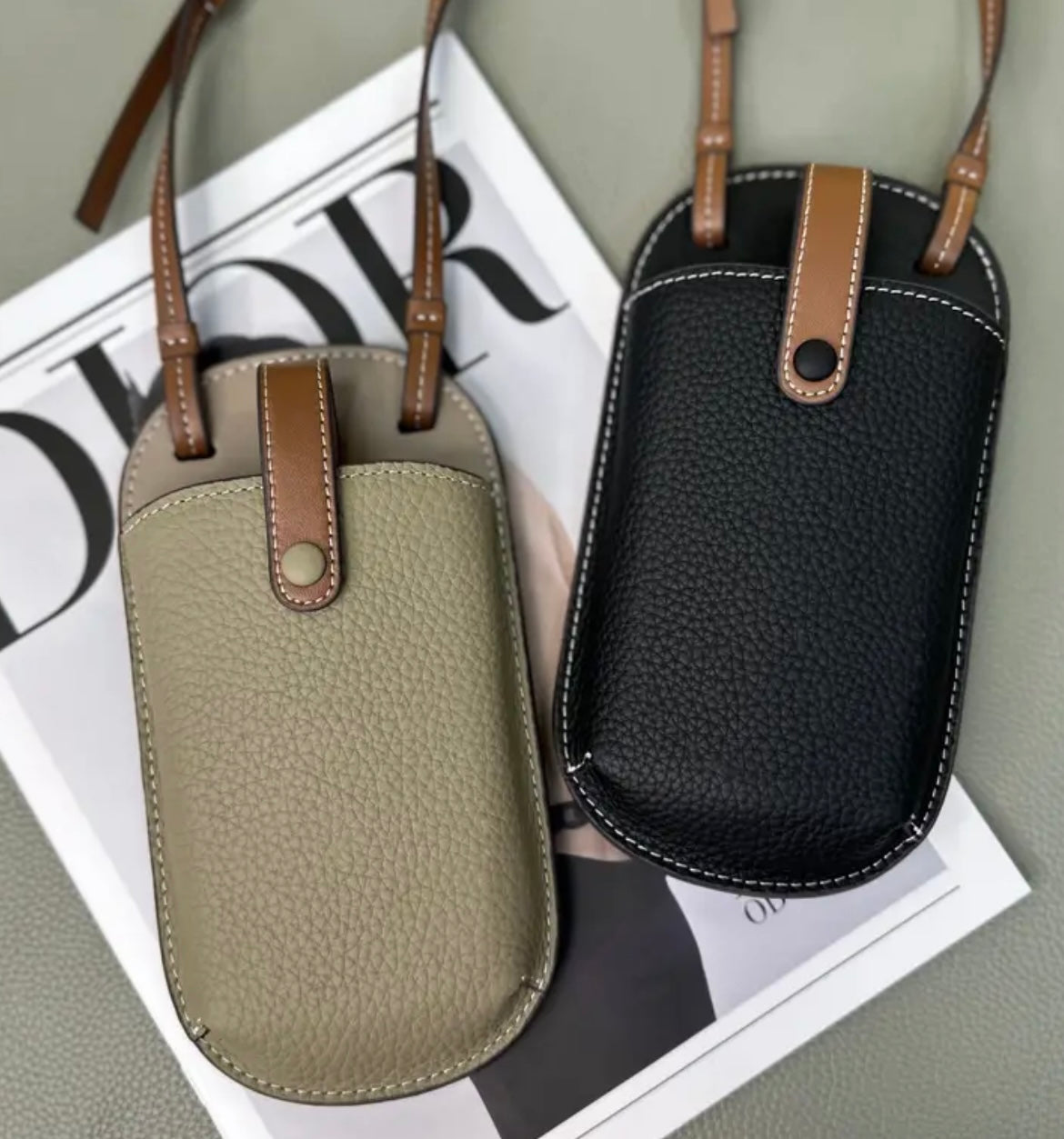 High quality soft grain leather crossbody phone case bags!