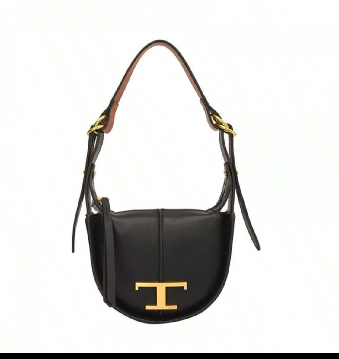 Soft leather shoulder bag with T logo