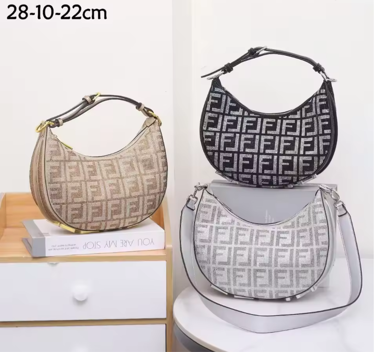 Classic shoulder hobo bag with Metal lettering (many options)