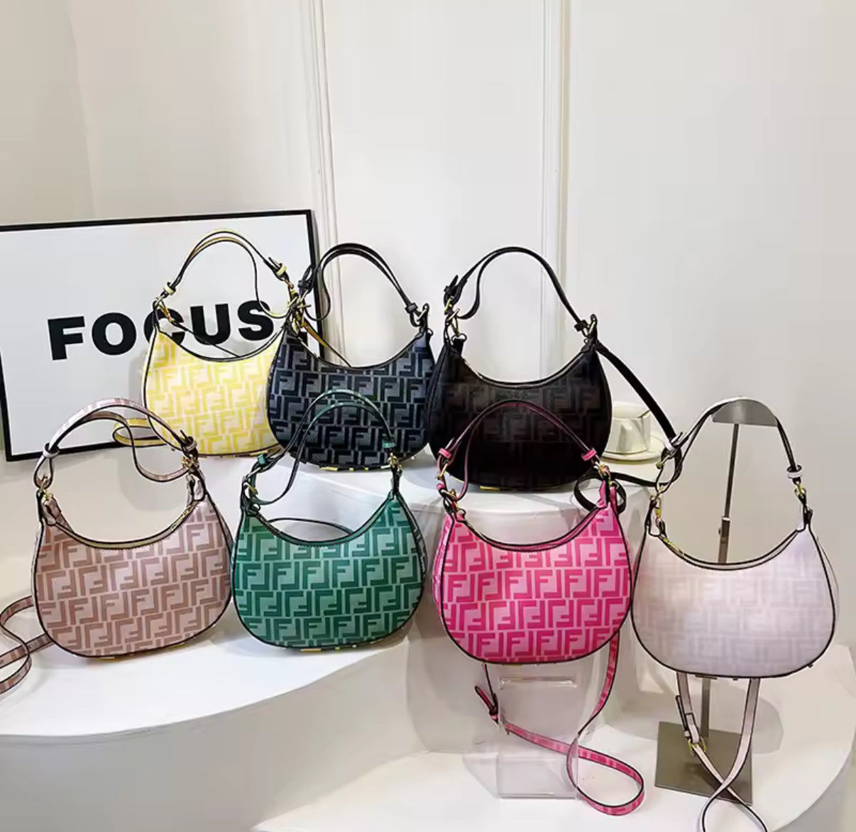 Classic shoulder hobo bag with Metal lettering (many options)