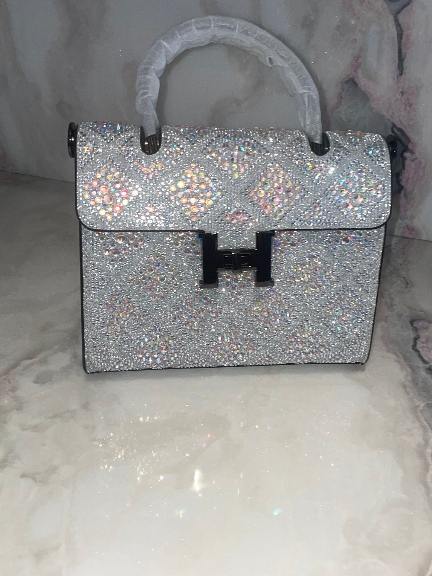 Swarovski Crystal H clutch.