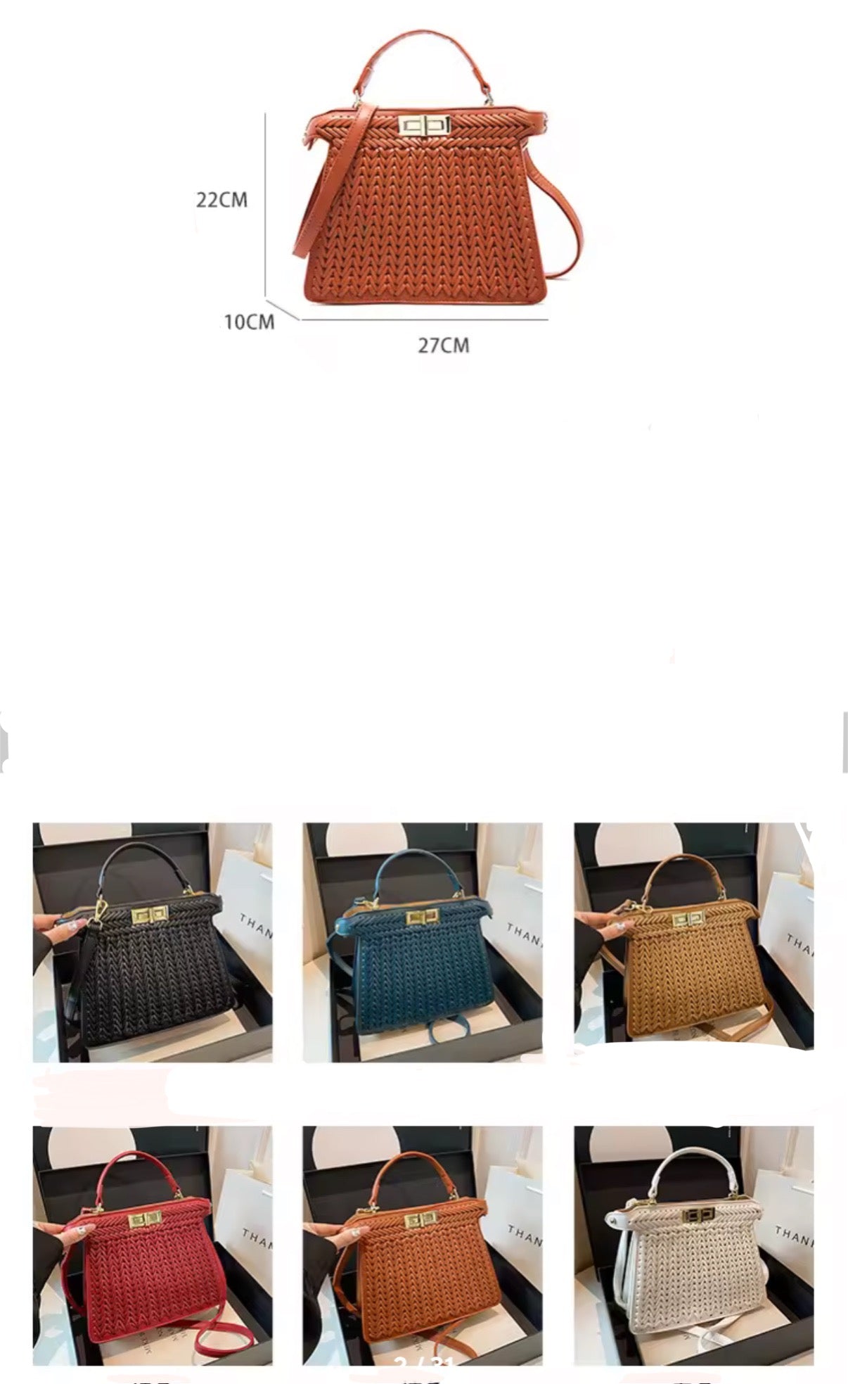 Peekaboo style top handle tote bag