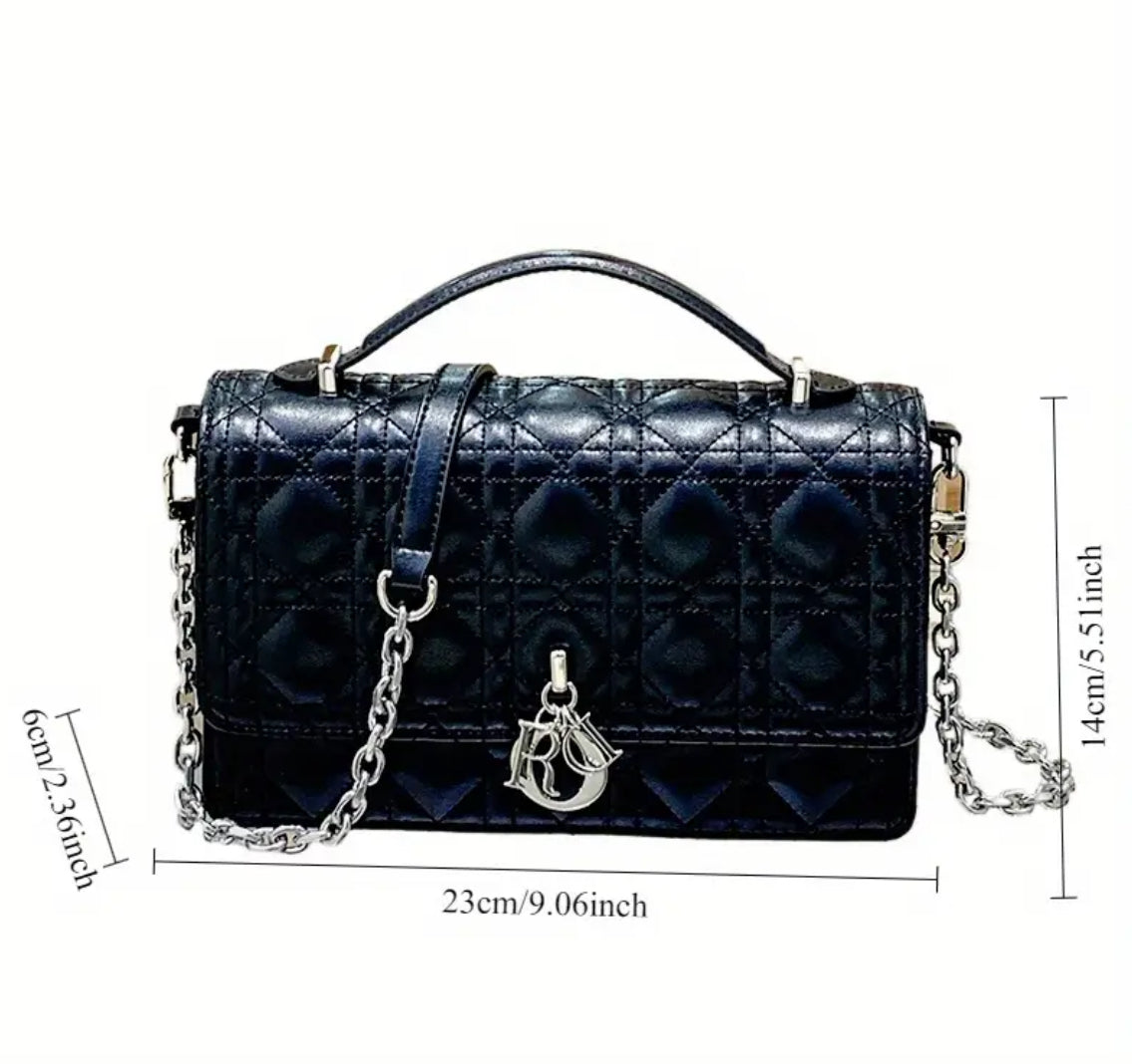 Leather Crossbody CD charm, with diamond stitched design