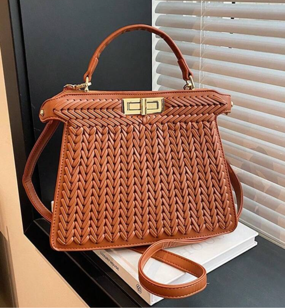 Large sized Burnt orange braided peekaboo