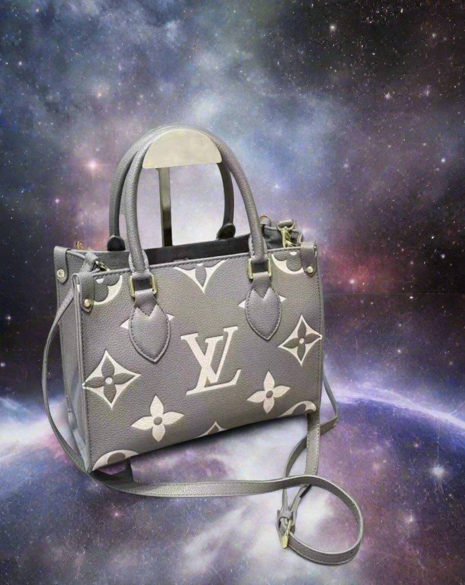 Leather structured logo tote
