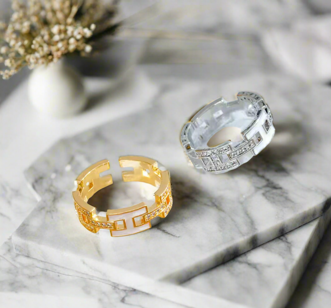 Beautiful inspired rings with logos and adjustable bands (large variety)