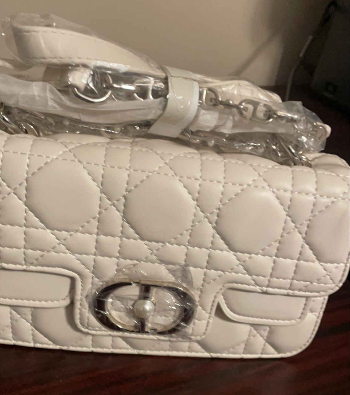 Leather Crossbody “CD Pearl” logo bag, with signature diamond quilted stitching (many options)