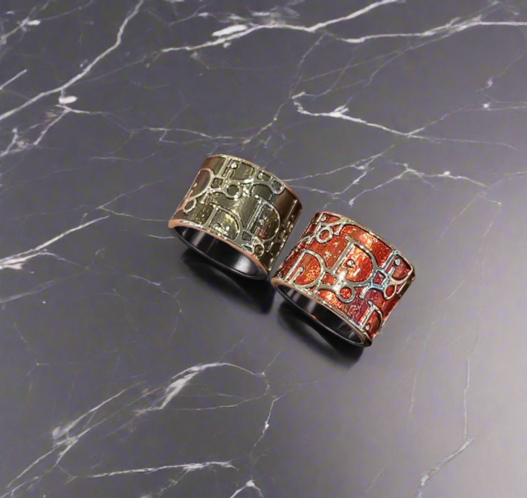 Beautiful inspired rings with logos and adjustable bands (large variety)