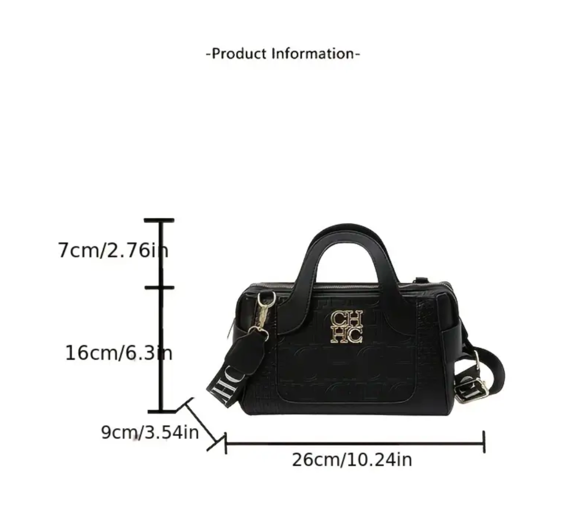 Double handle embossed elbow bag