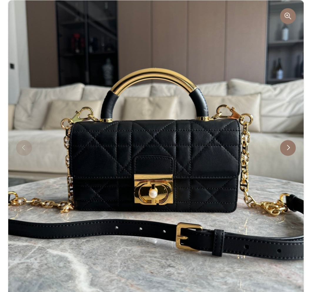Leather Crossbody “CD Pearl” logo bag, with signature diamond quilted stitching (many options)