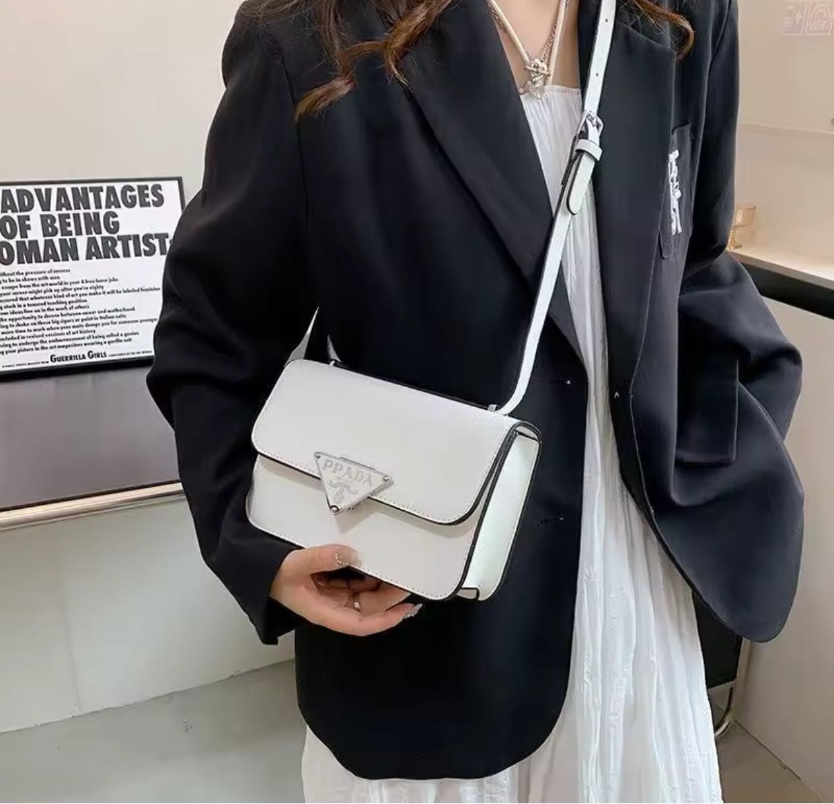 Small colorful crossbody flap bags with triangle logo snap closure