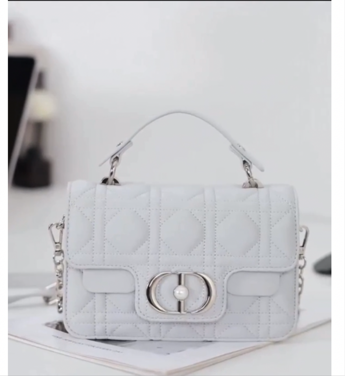 Leather Crossbody “CD Pearl” logo bag, with signature diamond quilted stitching (many options)