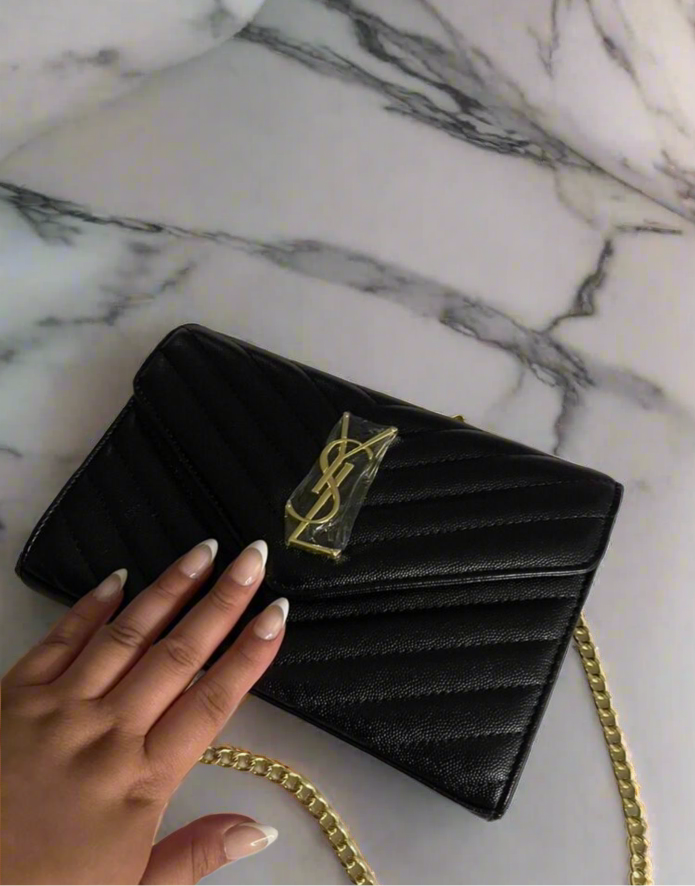 Chevron leather logo crossbody clutch bag