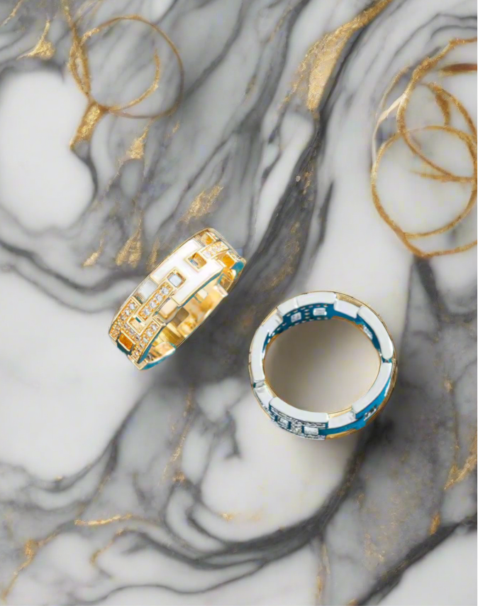 Beautiful inspired rings with logos and adjustable bands (large variety)