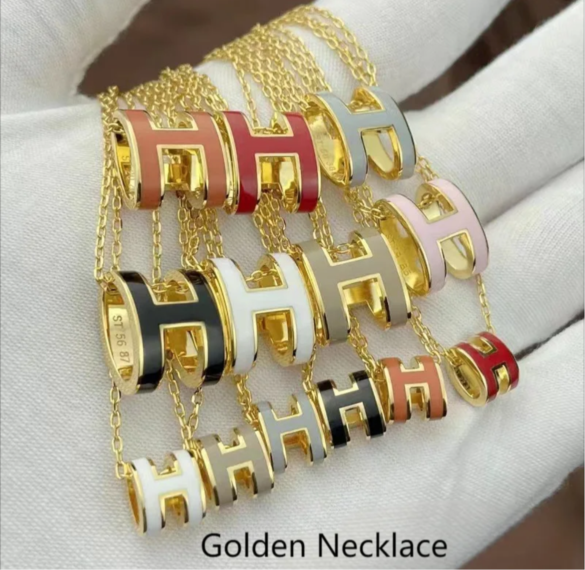 Bubble letter H pendant chain necklaces