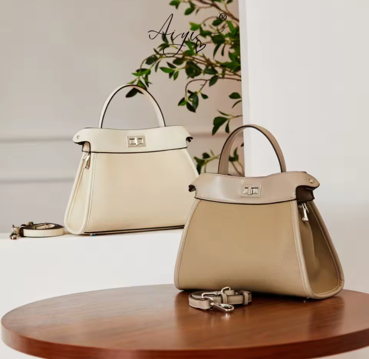 Peekaboo style top handle tote bag