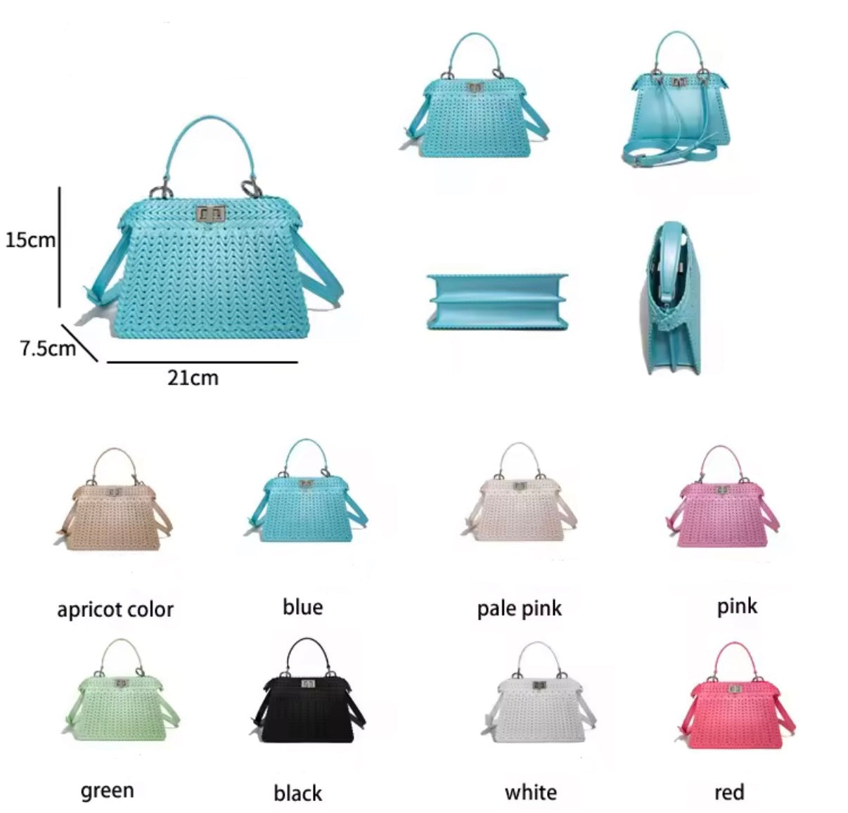 Peekaboo style top handle tote bag