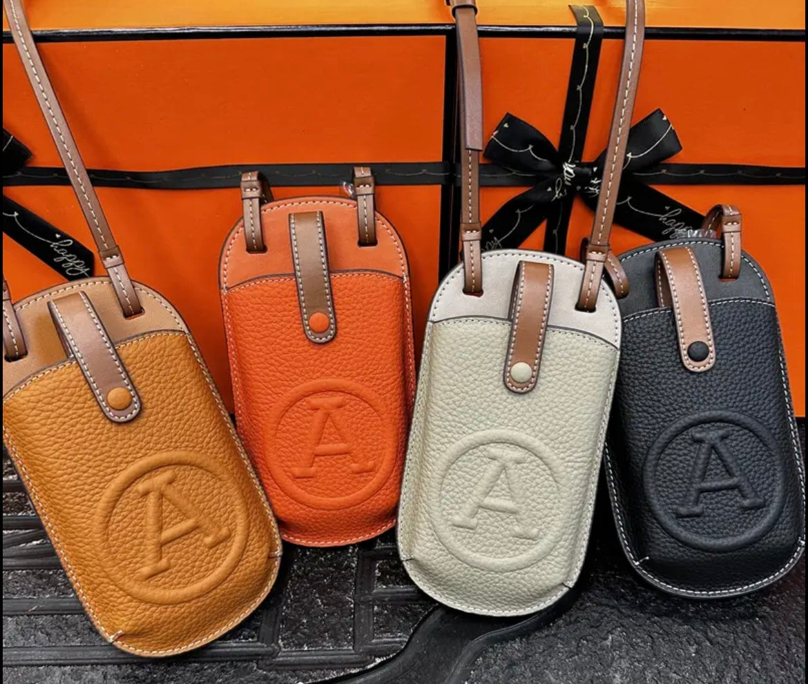 High quality soft grain leather crossbody phone case bags!