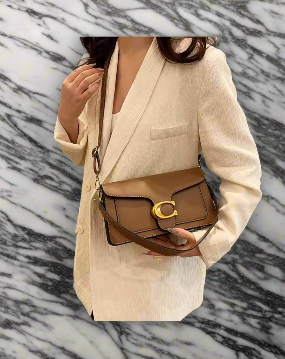 Classic leather underarm logo purse