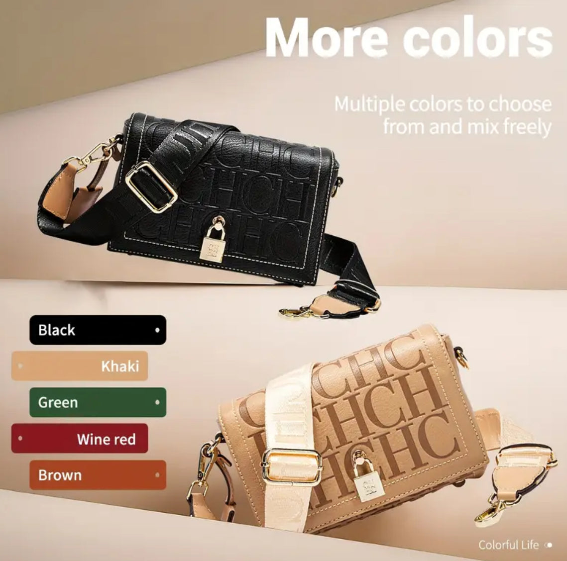 High quality CHCH embossed flap crossbody bag