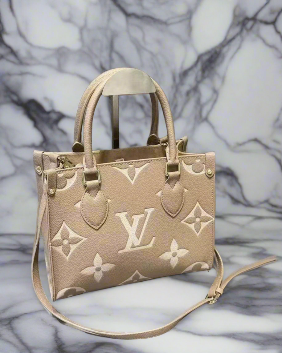 Leather structured logo tote