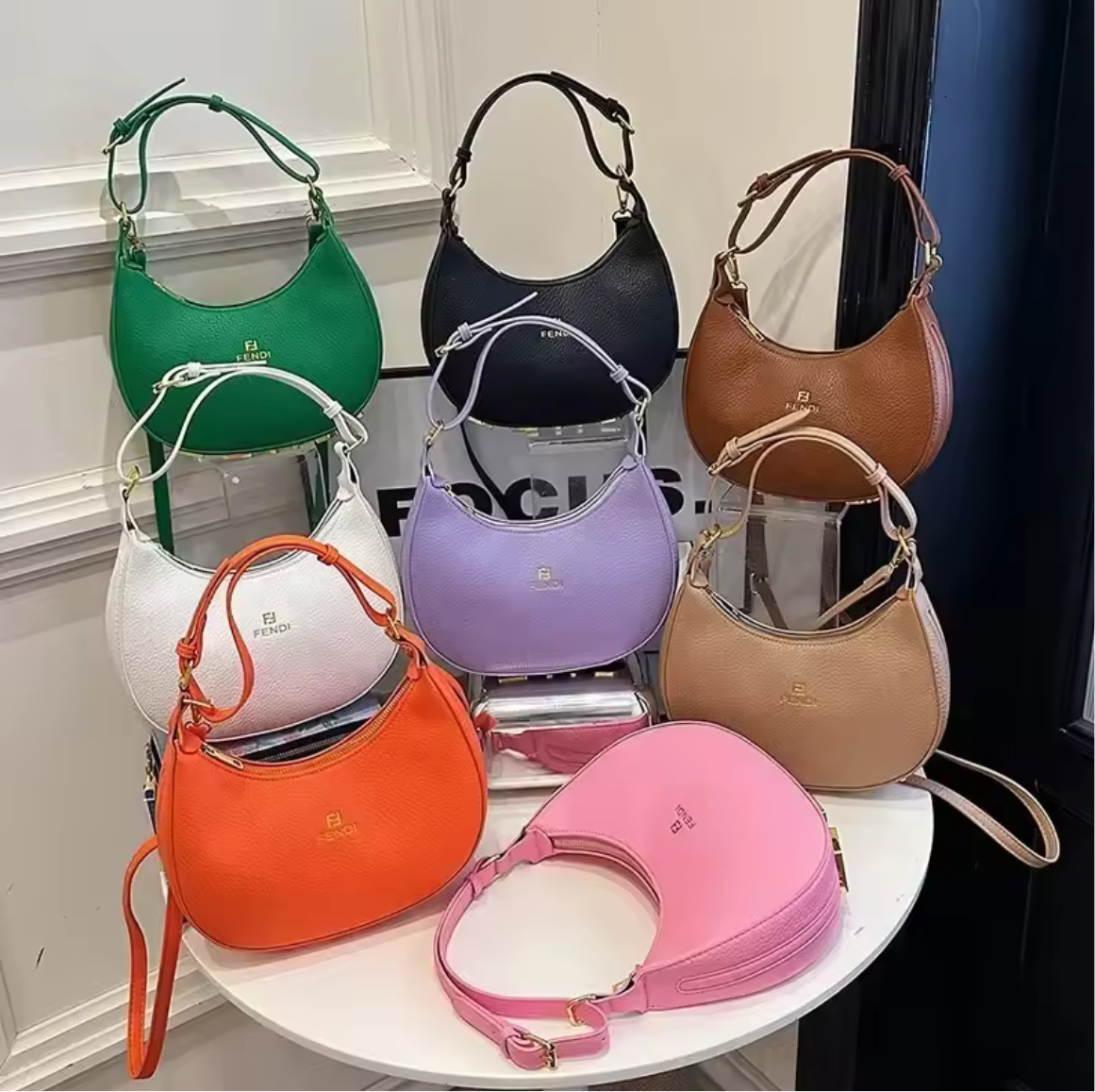 Classic shoulder hobo bag with Metal lettering (many options)