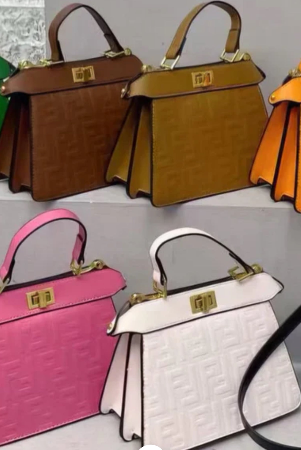 Peekaboo style top handle tote bag