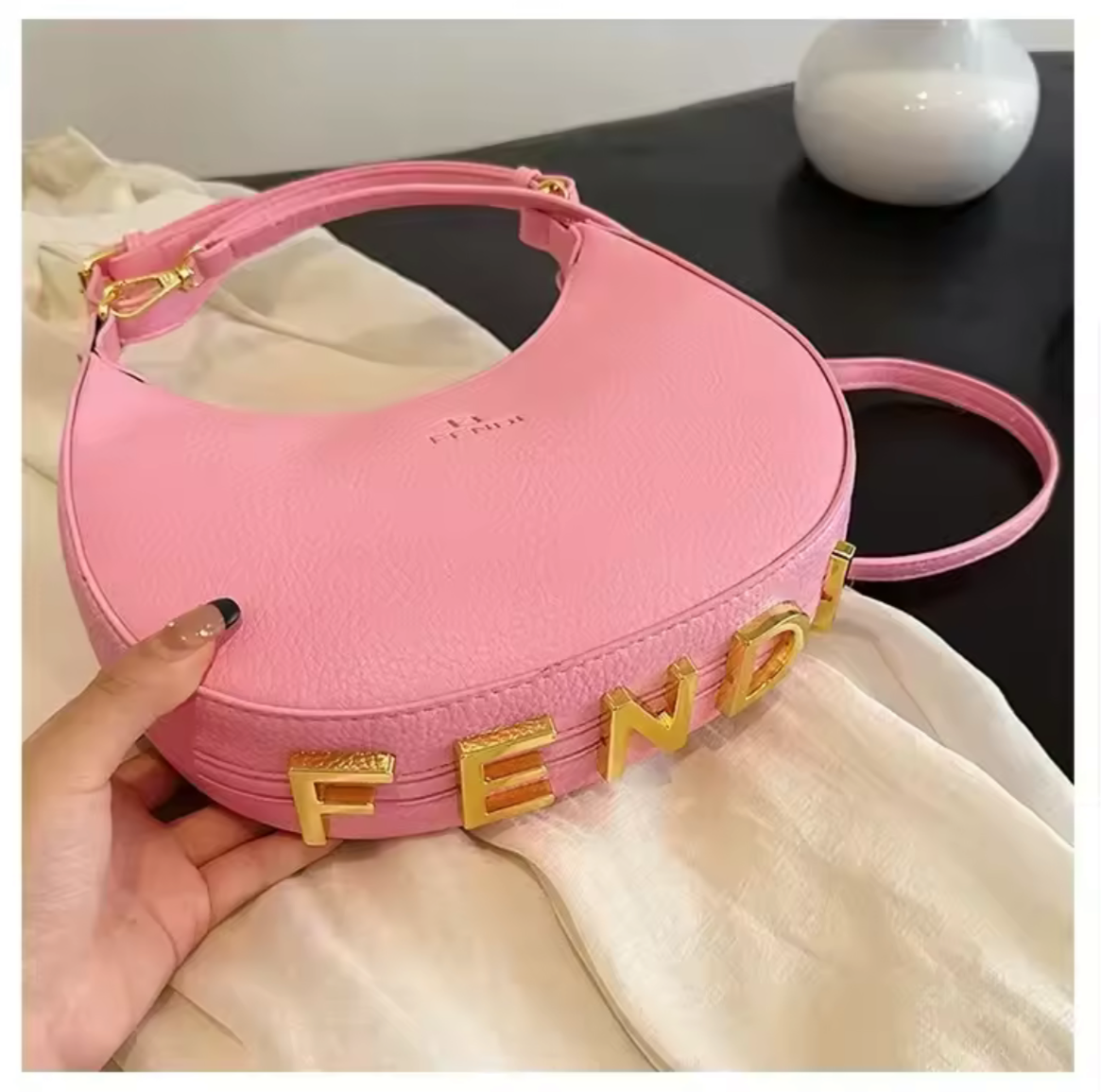 Classic shoulder hobo bag with Metal lettering (many options)