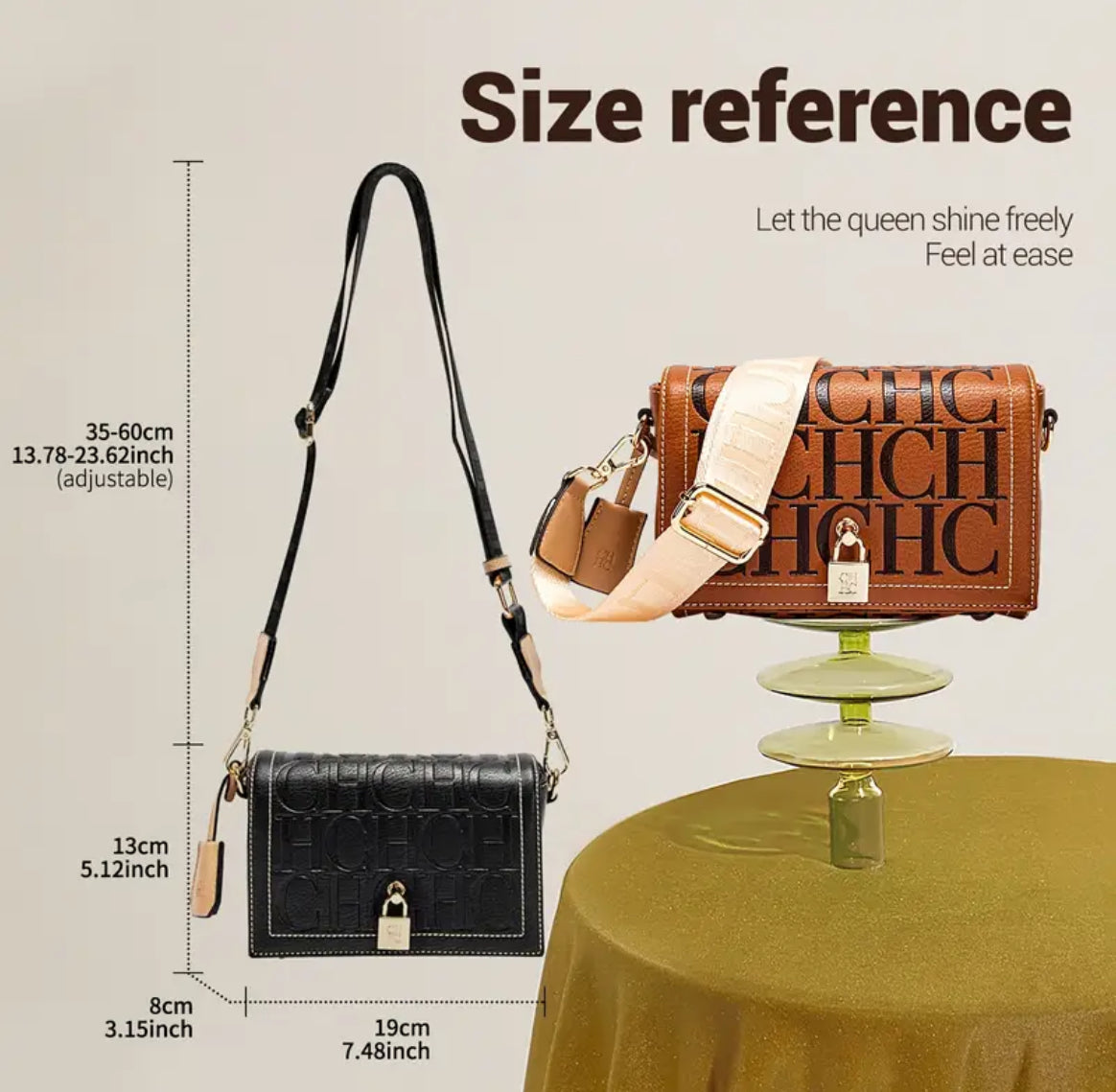 High quality CHCH embossed flap crossbody bag