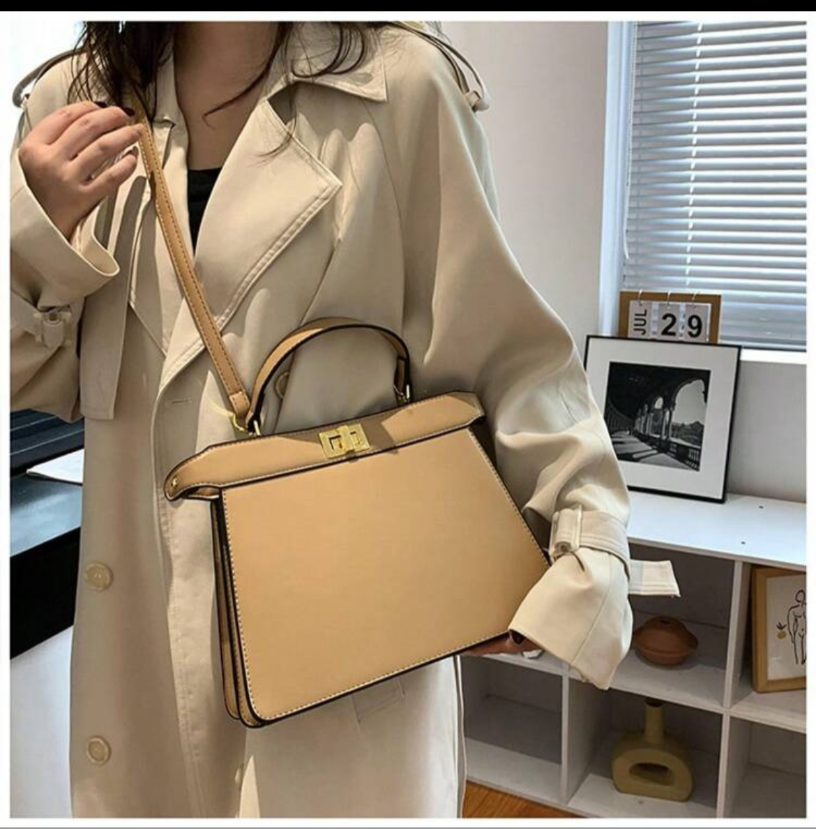 Medium Beige brown peekaboo bag