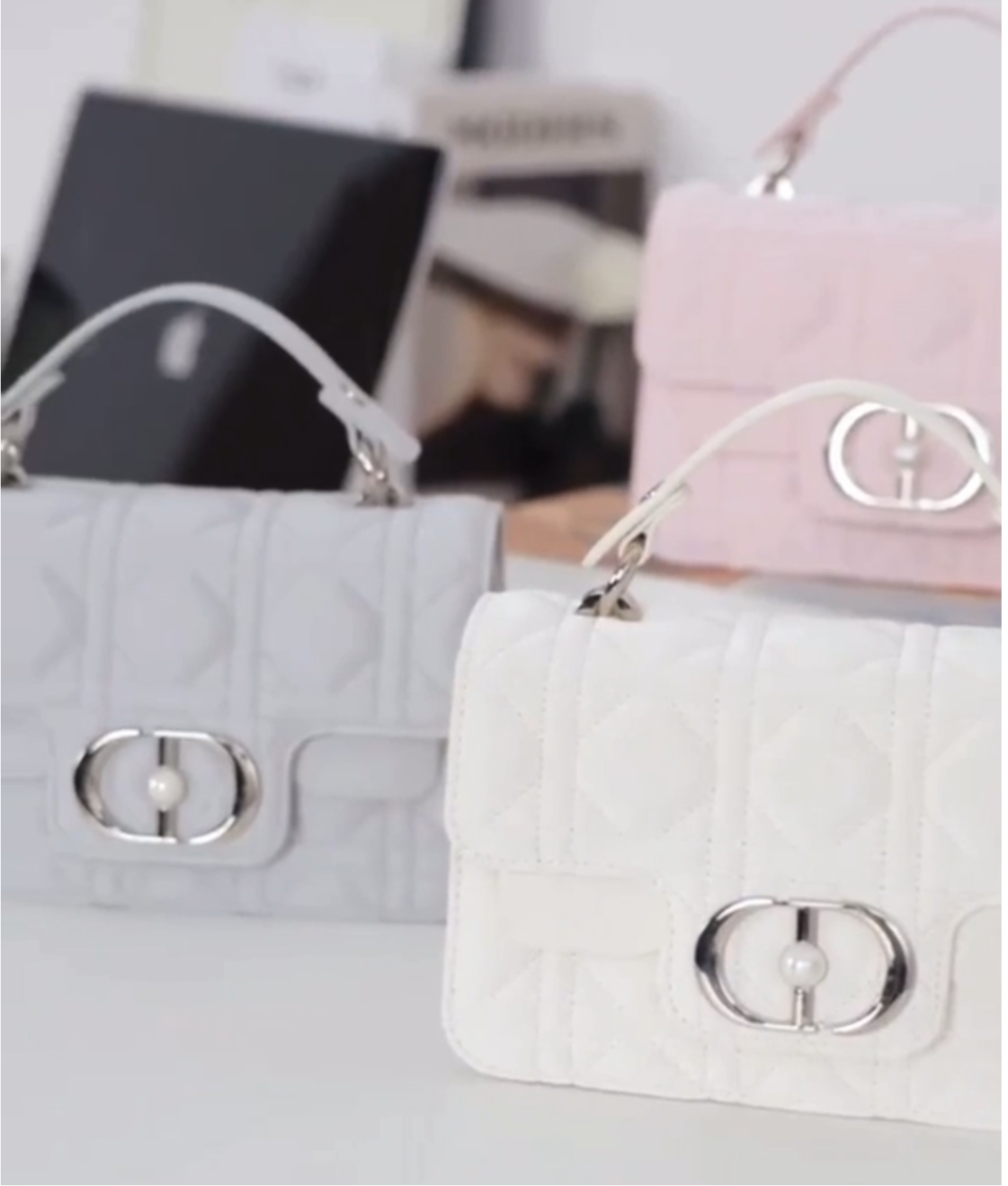 Leather Crossbody “CD Pearl” logo bag, with signature diamond quilted stitching (many options)