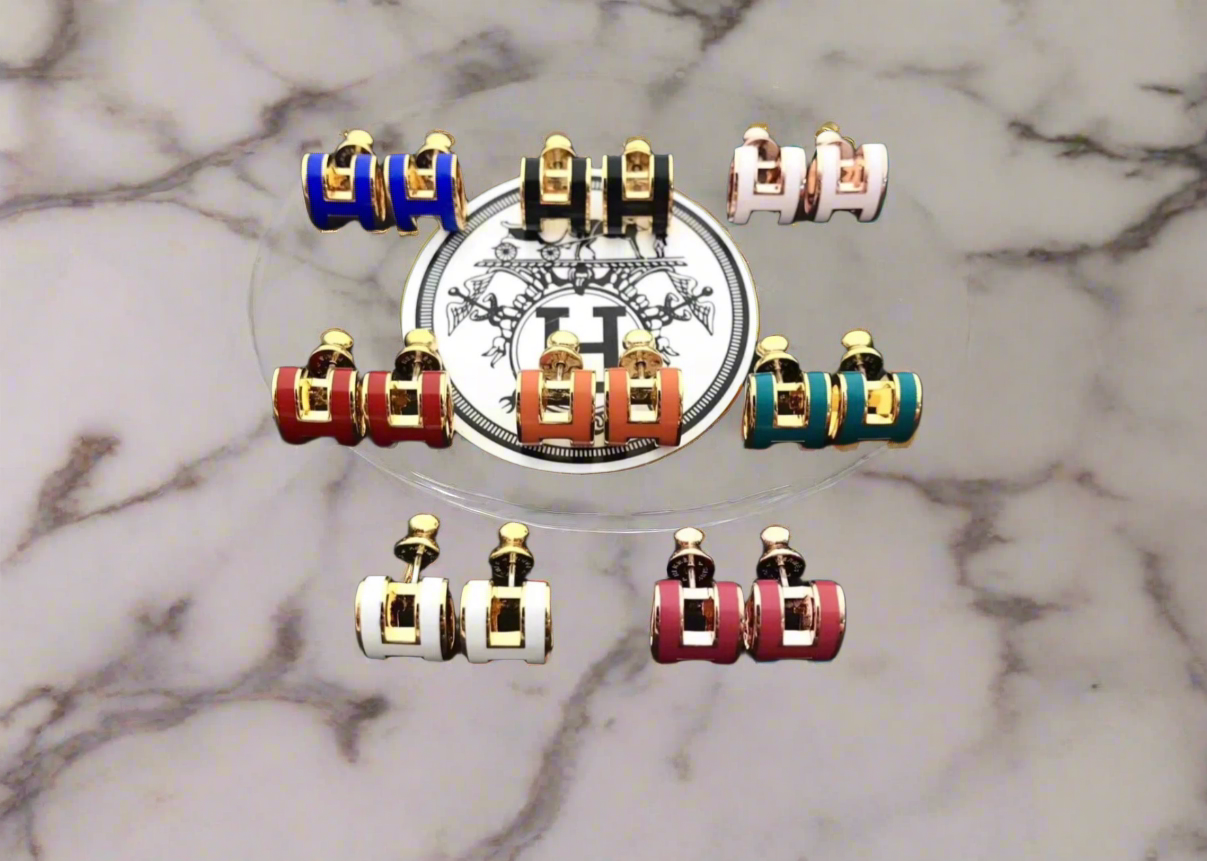 High quality bubble letter H Earrings