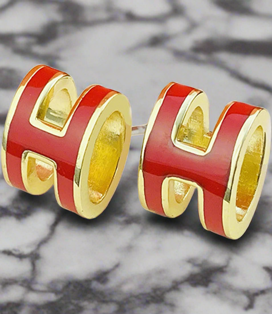 High quality bubble letter H Earrings
