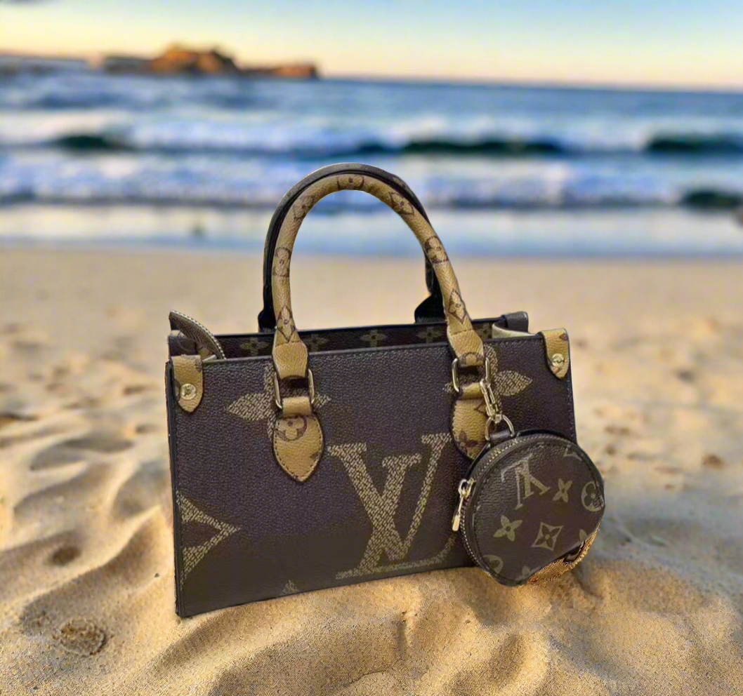Leather structured logo tote