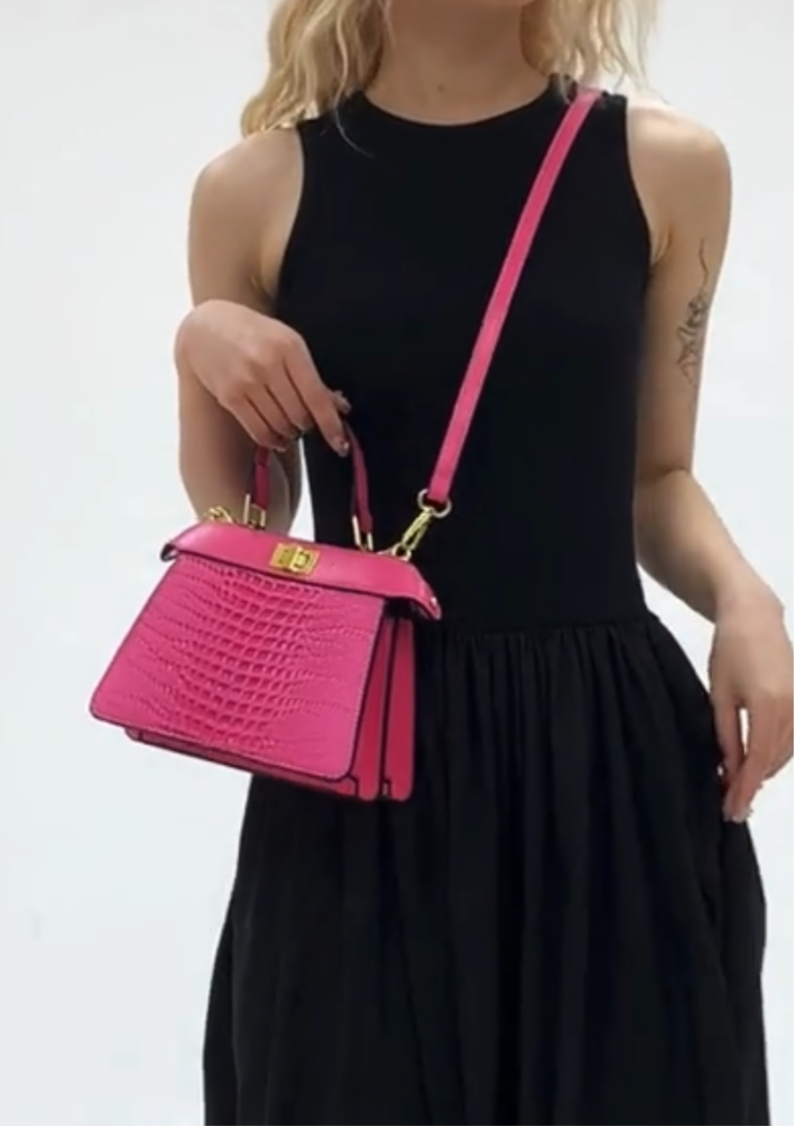 Peekaboo style top handle tote bag