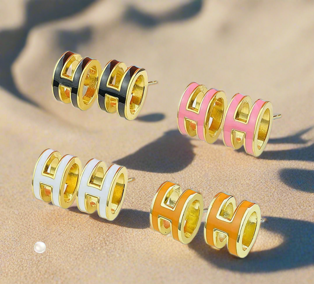 High quality bubble letter H Earrings