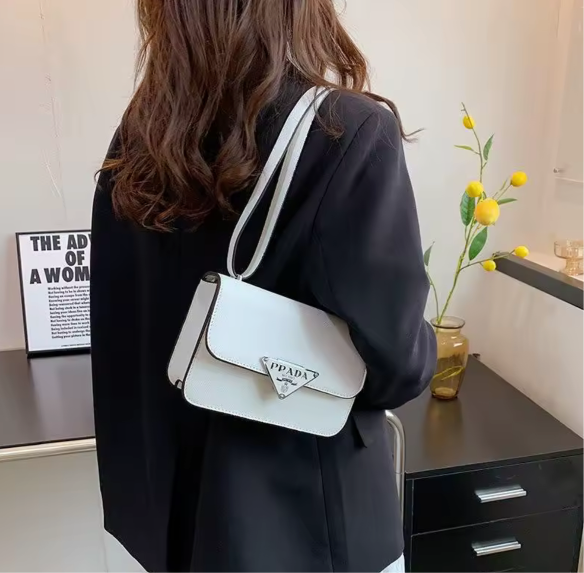 Small colorful crossbody flap bags with triangle logo snap closure