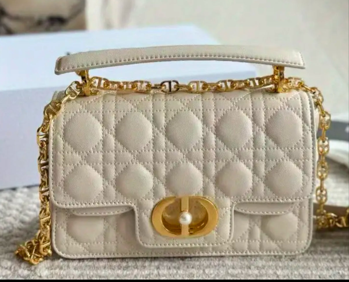 Leather Crossbody “CD Pearl” logo bag, with signature diamond quilted stitching (many options)