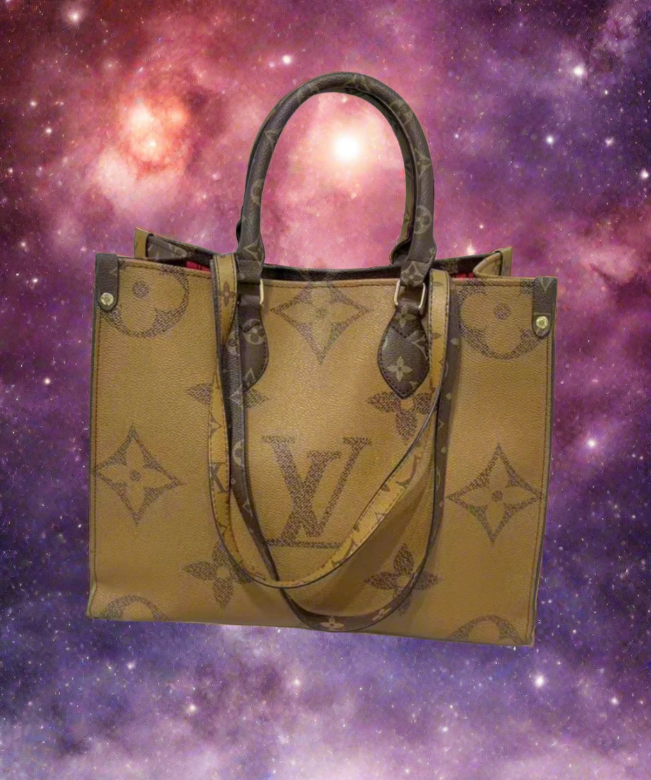 Leather structured logo tote
