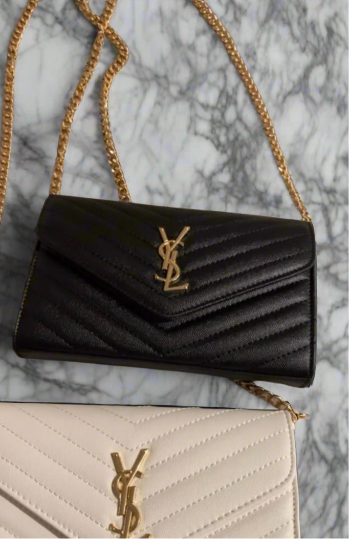 Chevron leather logo crossbody clutch bag