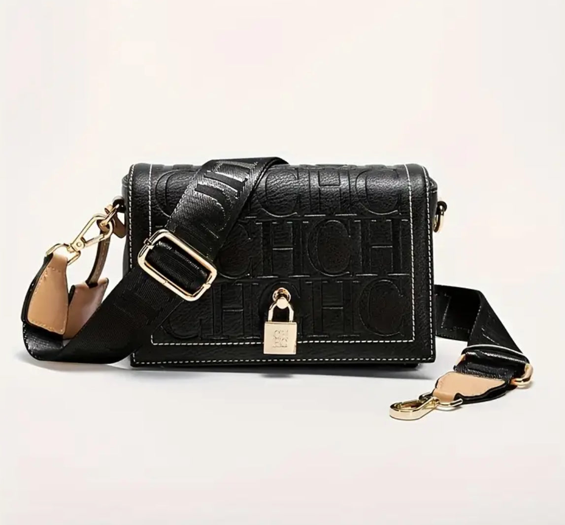 High quality CHCH embossed flap crossbody bag