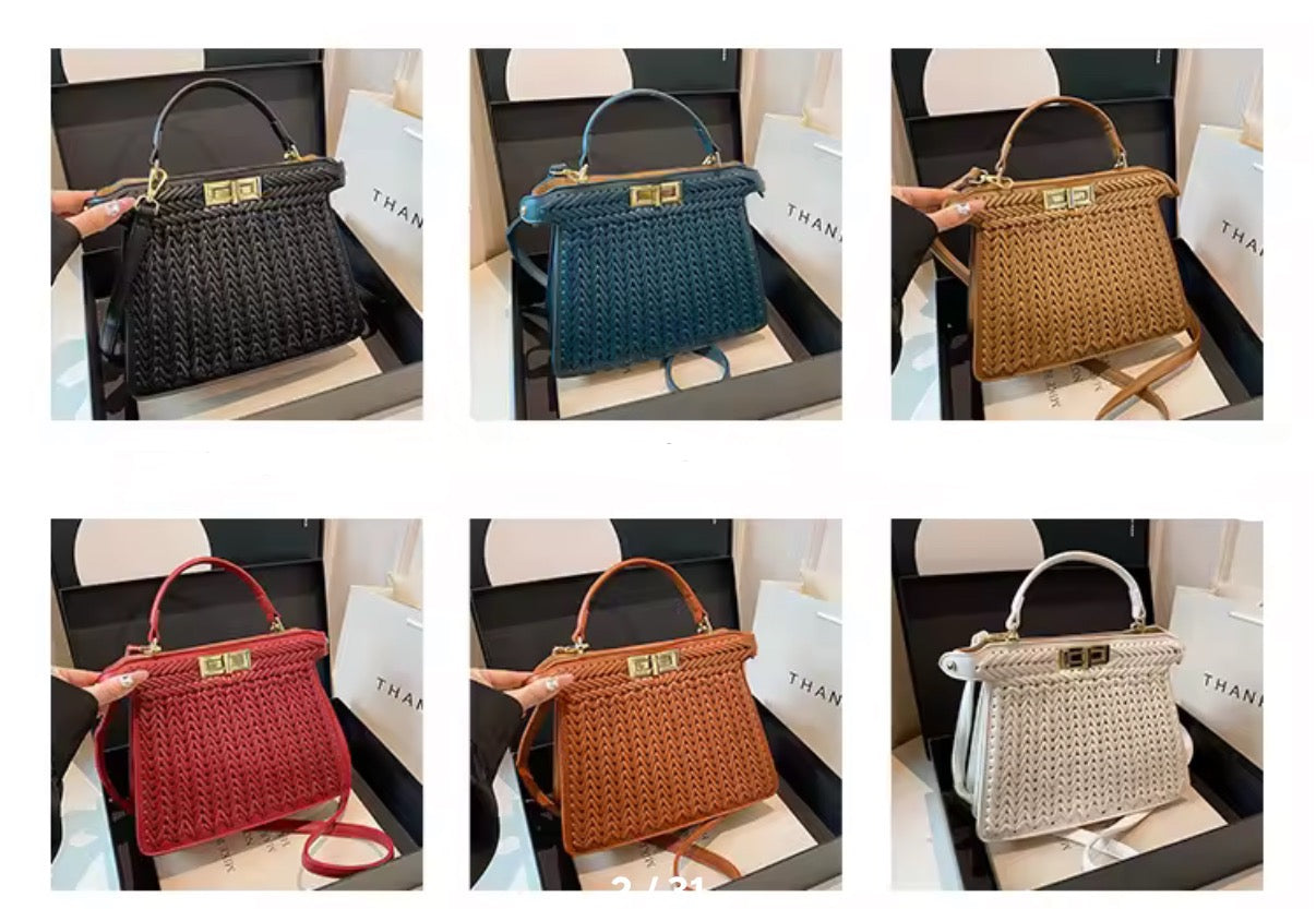 Peekaboo style top handle tote bag