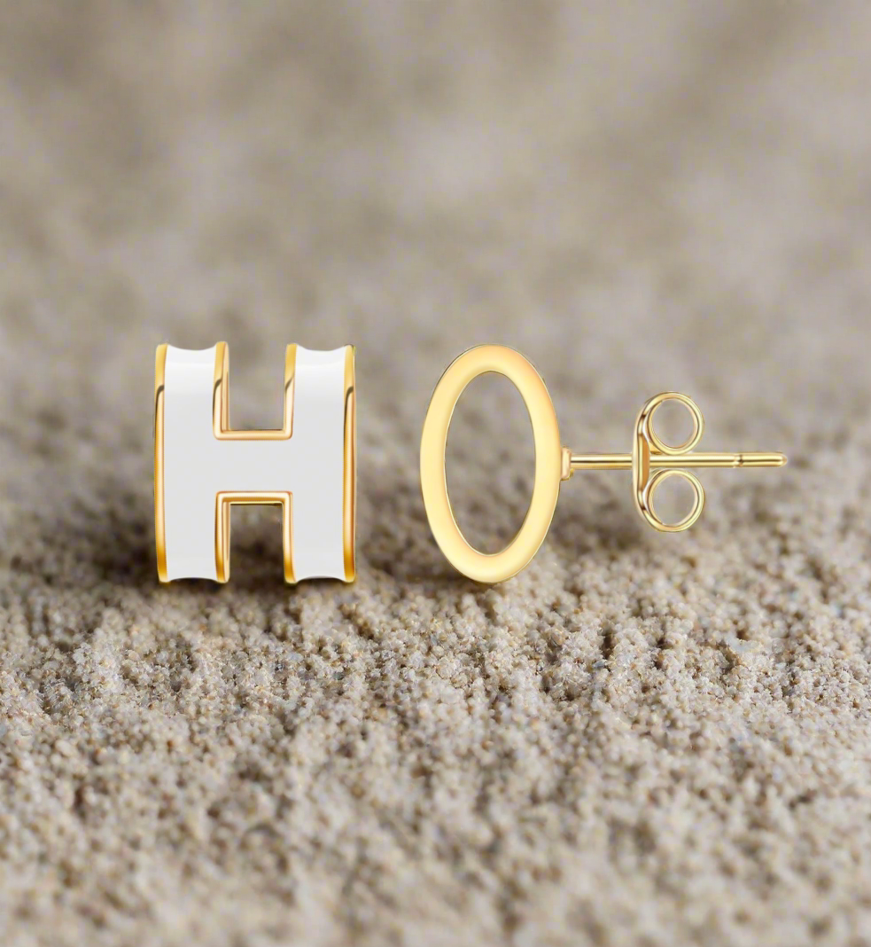 High quality bubble letter H Earrings