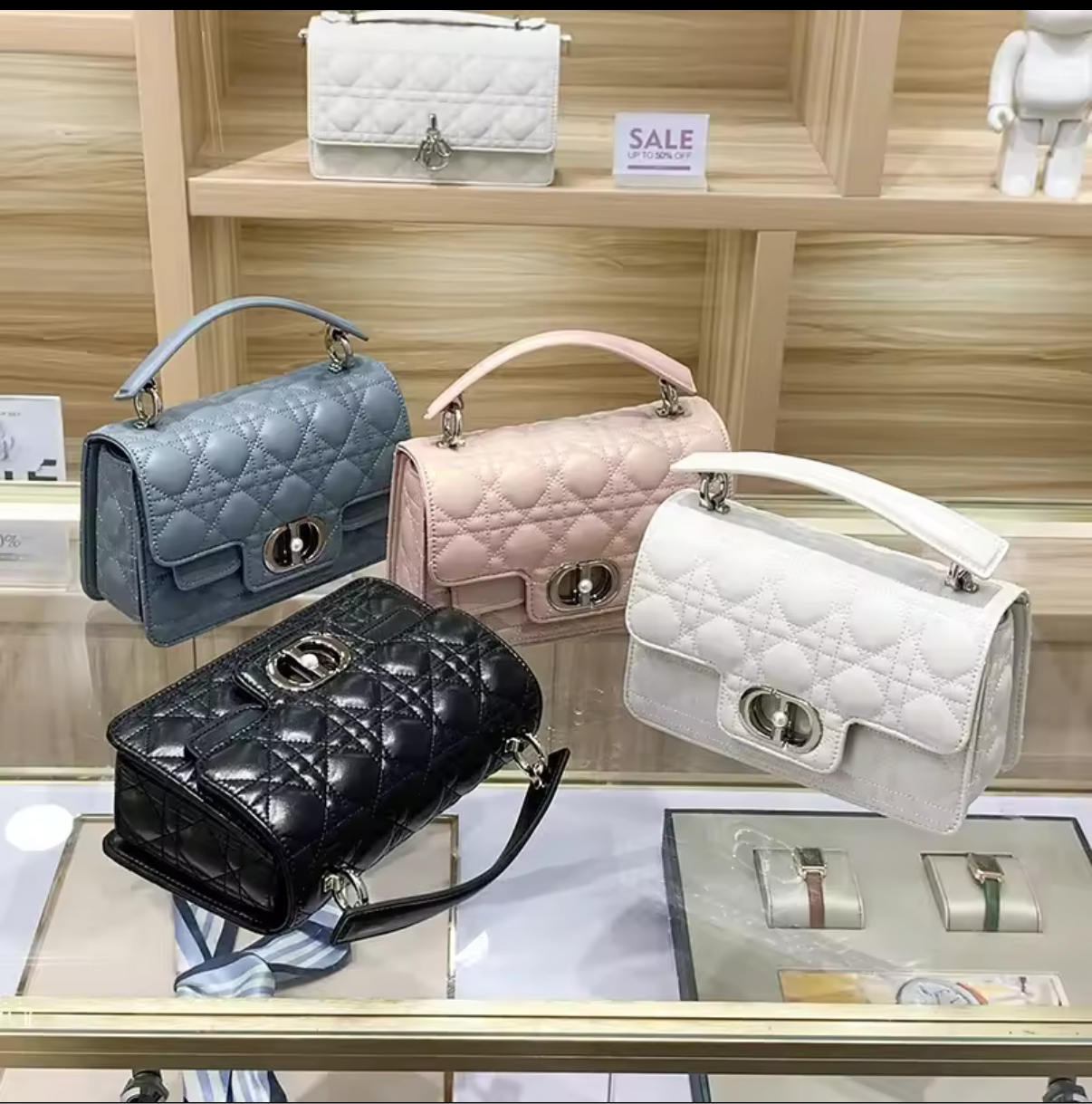 Leather Crossbody “CD Pearl” logo bag, with signature diamond quilted stitching (many options)