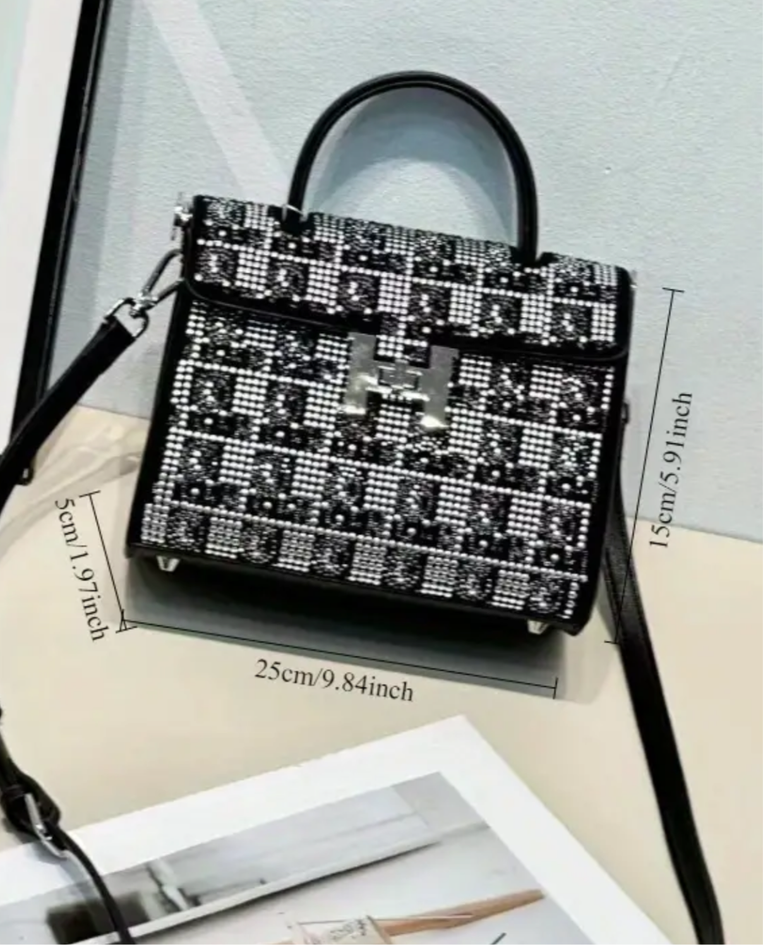Swarovski Crystal H clutch.