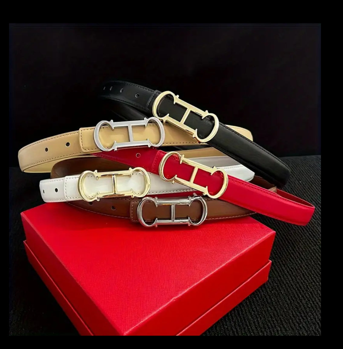 Leather belts with letter logo buckles (many options)